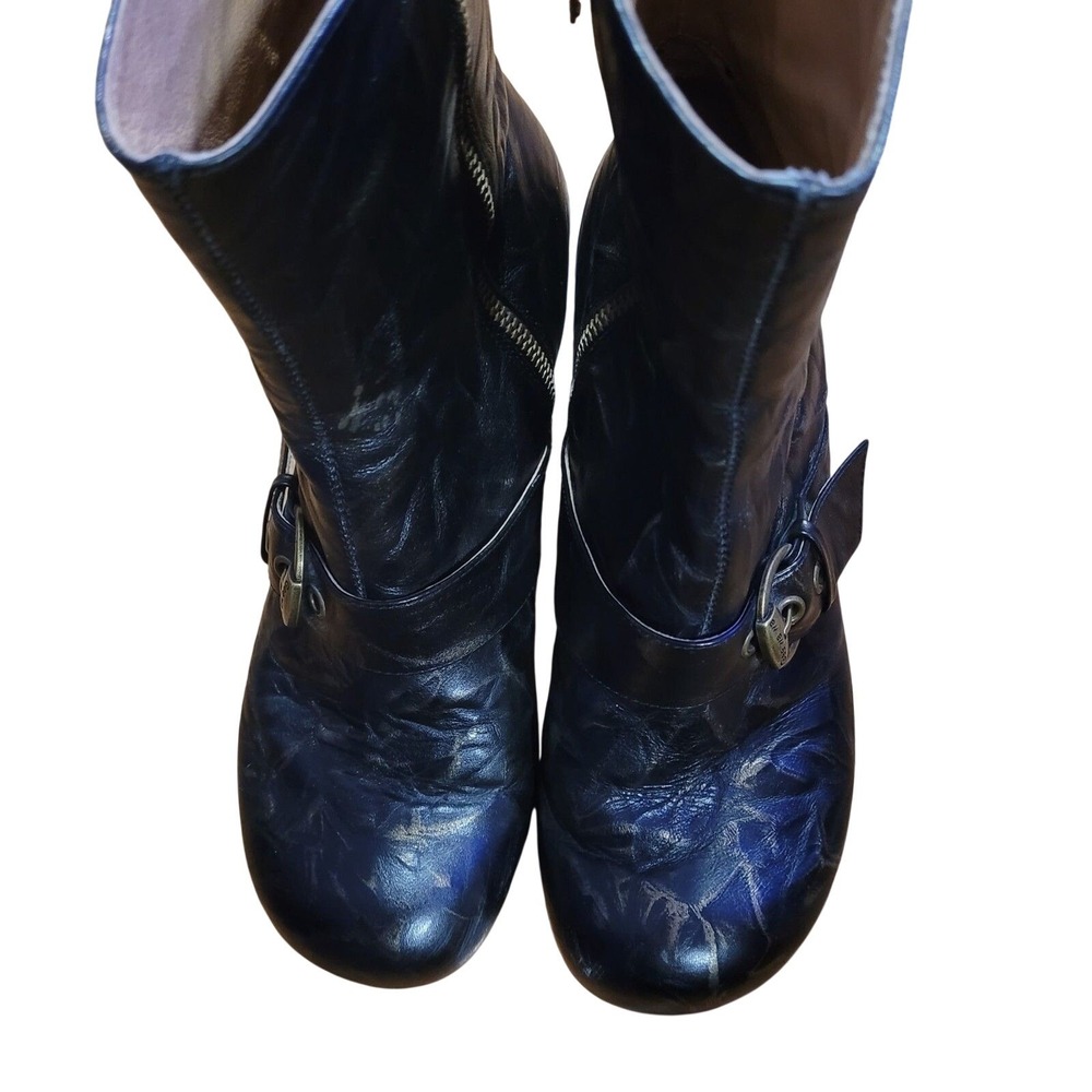 Gee WaWa Anthropologie Distressed Black & Gold Lava Ankle Boots Boho Steampunk - Picture 9 of 11